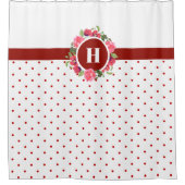 Waterverf Rode papaver roze rozen met baard monogr Douchegordijn (Voorkant)