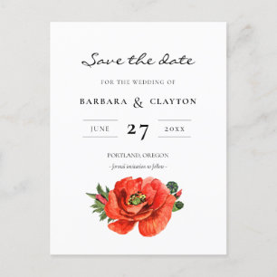 Waterverf Rode papaver Sla de datum op Briefkaart