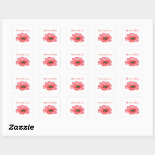 Waterverf rode papaver vierkante sticker