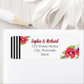 Waterverf Rode papaver Wilde Florale bruiloft Etiket (Insitu)