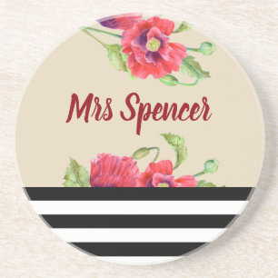 Waterverf Rode papaver Zandsteen Onderzetter