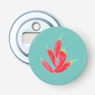 Waterverf Rode Paprika's Bos Zomer Button Flesopener