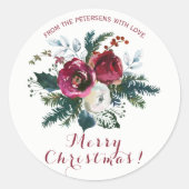 Waterverf rode pinda's, kerstmis ronde sticker (Voorkant)