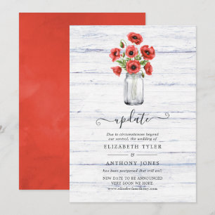Waterverf Rode Poppy Rustiek Land Bruiloft Update Kaart