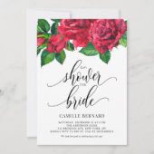 Waterverf Rode Roos Bruidsshowers voor de Bruid Kaart (Voorkant)