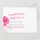 Waterverf rode roze bewaren de datumkaart aankondigingskaart (Achterkant)