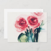 Waterverf rode rozen briefkaart (Voorkant / Achterkant)