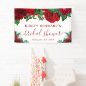 Waterverf Rode Rozen Bruidsdouche Welkom Spandoek (Insitu)