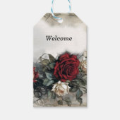 Waterverf rode rozen  Gothic bruiloft Cadeaulabel (Voorkant)