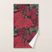 Waterverf rode rozen op zwart, bad handdoek (Handdoek)