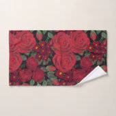 Waterverf rode rozen op zwart, bad handdoek (Handdoek)