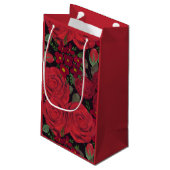 Waterverf rode rozen op zwart, klein cadeauzakje (Achterkant Gekanteld)