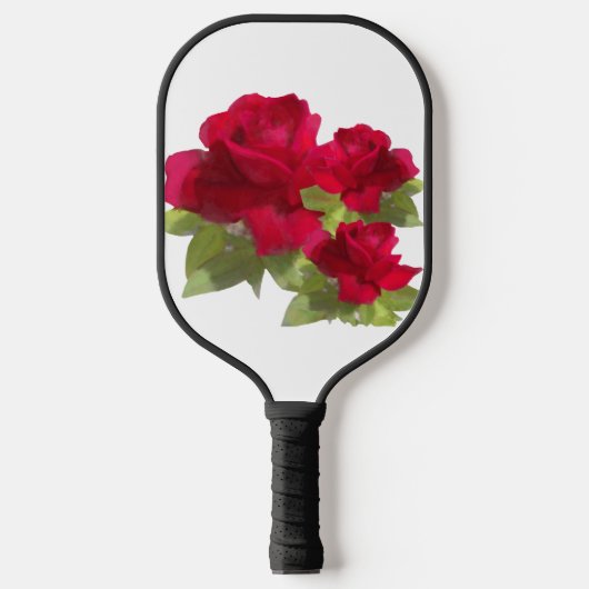 Waterverf Rode Rozen Pickleball Paddle (Voorkant)