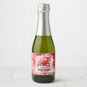 Waterverf Rode Rozen Vrijgezellenfeest Mini Sparkling Wijnetiket (Voorkant)