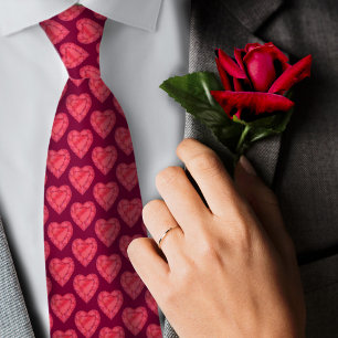 Waterverf Rode Ruby Hart Edelsteen Art Pattern str Stropdas