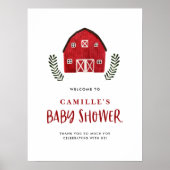 Waterverf Rode Schuur Rustieke Boerderij Baby Show Poster (Voorkant)