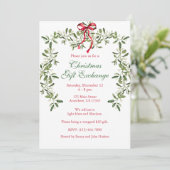 Waterverf Rode strik Mistletoe Garland Kerst Kaart (Staand voorkant)