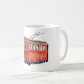 Waterverf  rode trolley Mok (Voorkant rechts)