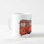 Waterverf  rode trolley Mok (Voorkant links)