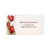 Waterverf rode tulp lente bloemenbruiloft adres etiket (Voorkant)