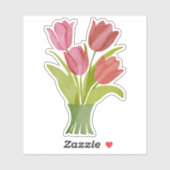 Waterverf Rode Tulpen Waterdicht Sticker (Vel)