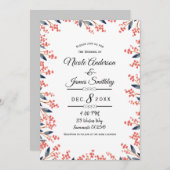 Waterverf rode vakantie winterbessen bruiloft kaart (Voorkant / Achterkant)