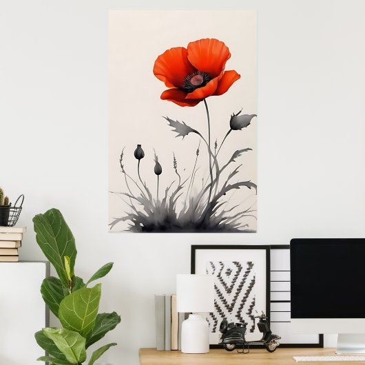 Waterverf rode ventilator poster (Thuiskantoor)