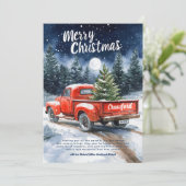 Waterverf Rode Vrachtwagen Kerst Kaarten (Staand voorkant)