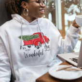 Waterverf Rode Vrachtwagen Schattigee Kerstboom Hoodie