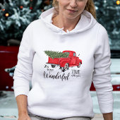 Waterverf Rode Vrachtwagen Schattigee Kerstboom Hoodie