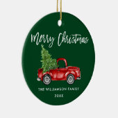 Waterverf  rode vrachtwagen voor penseel Script Keramisch Ornament (Rechts)