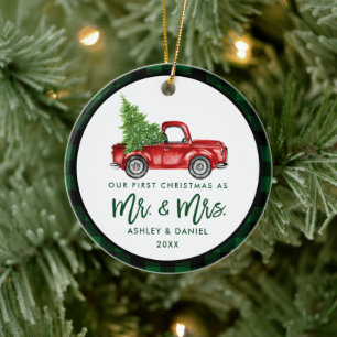 Waterverf rode vrachtwagen voor penseel Script Keramisch Ornament