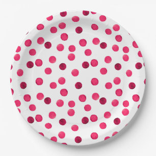 Waterverf rode waterverf polka dot patroon papieren bordje