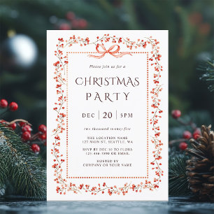 Waterverf Rode Winterberry Lijst Kerstfeest Kaart