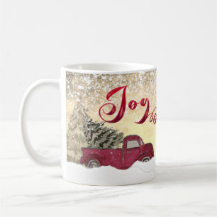 Waterverf Rode wintertruck Joy Holiday Koffiemok