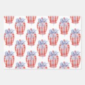 Waterverf rode witte en blauwe patriottische gembe inpakpapier vel (Voorkant)