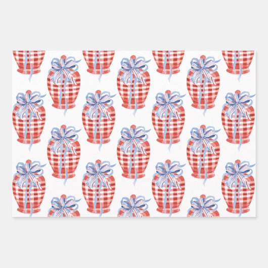 Waterverf rode witte en blauwe patriottische gembe inpakpapier vel (Voorkant)