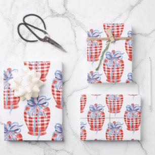 Waterverf rode witte en blauwe patriottische gembe inpakpapier vel