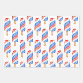 Waterverf Rode Witte en Blauwe Patriottische Popul Inpakpapier Vel (Voorkant)