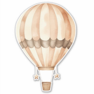  Waterverf Roest en Crème Hete Luchtballon Sticker
