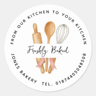 Waterverf Rolling Pin, Houten Lepel & Whisk Stick Ronde Sticker