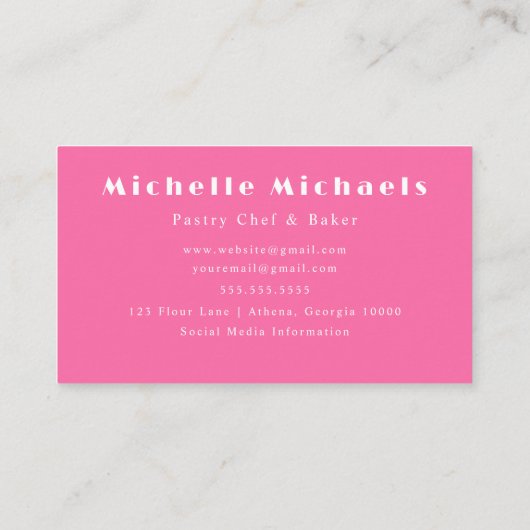 Waterverf Rolling Pin Rozen Pastry Chef Baker Visitekaartje (Achterkant)