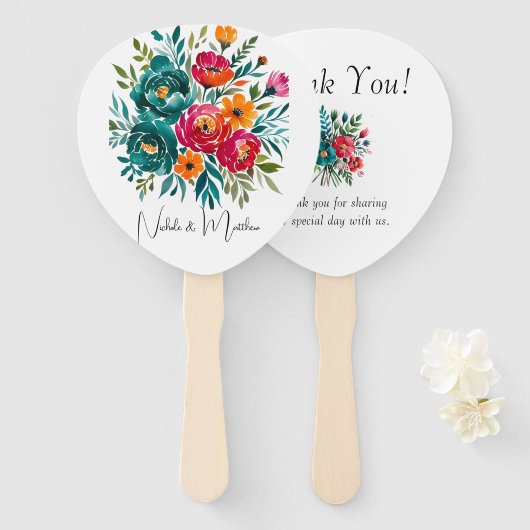 Waterverf Romance bruiloft Handwaaier (Voorkant en achterkant)