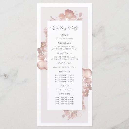 Waterverf Romance bruiloft programma (Achterkant)