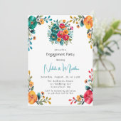 Waterverf Romance Engagement Party Kaart (Staand voorkant)