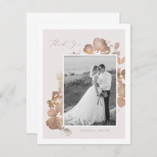 Waterverf Romance Hartelijk dank Bedankkaart (Voorkant / Achterkant)