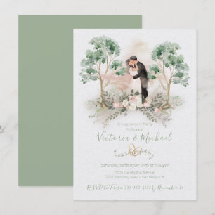 Waterverf Romantic Couple Eucalyptus Floral Kaart