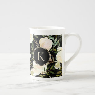 Waterverf Romantic Floral Green en White Porselein Kop