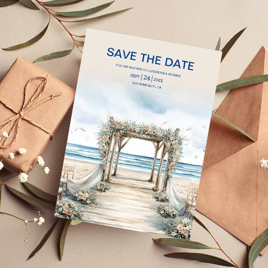 Waterverf Romantic Summer Wedding Save The Date