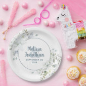 Waterverf romantische bloemetjes bruiloft papieren bordje (Feest)